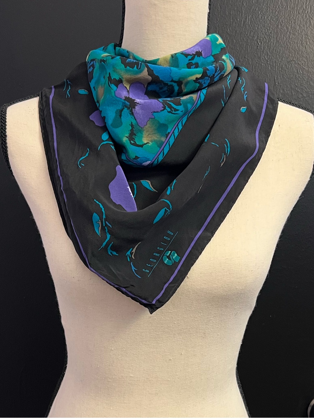 Georgiou 100% Silk 90s Vintage Floral Scarf